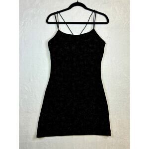 Byer Too! California Vintage Made USA Strappy Black Sparkle Slip Size Lg Formal